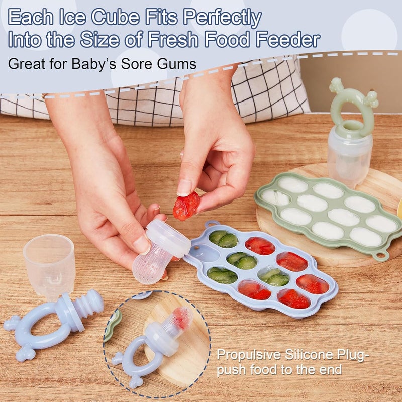 KingKam Baby Breastmilk Popsicle Molds & Baby Fruit Feeder (2 Pack), Baby Food Freezer Tray Storage Containers, Silicone Pacifier Feeder and Teether - Image 4